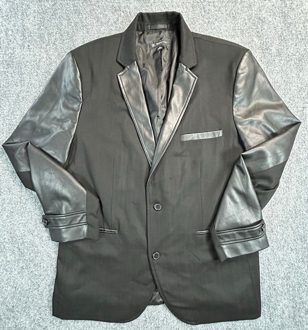 International Concepts Women's XL Black Faux Leather Career Blazer Office Jacket